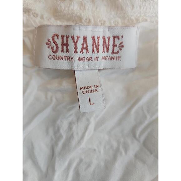 Shyanne Eyelet Ruffle Dress Women's Large White Sleeveless Western Cowgirl - Picture 6 of 8